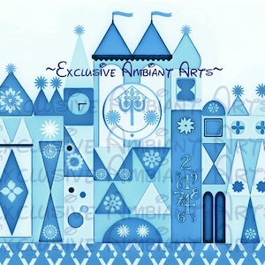It&#39;s a Small World Facade in Blue | Baby Boy Nursery Print | Fan Art | DIY Print | Instant Download | T Shirt | Sticker | Decal | Clip art |