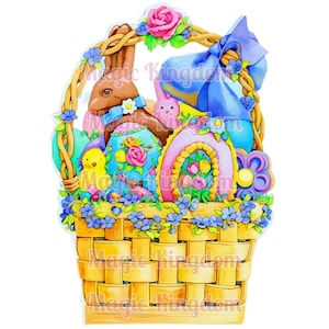 Vintage Easter Basket Kokietka Kokarda Wielkanocna Topper Tort Wiosenny T-shirt Karta DIY Dekupaż Ostatnia Chwila Wielkanoc Papier Rzemiosło Wydrukuj Ścienną Sztukę