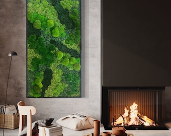 Moss Art, Real Preserved moss wall art, Moss home decor, Real Moss Decor, Moss Art Work, Living wall, Large home decor, No care wall art,