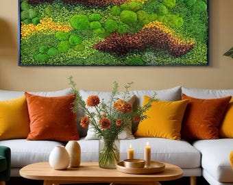 Preserved Moss Wall Art: Abstract Green Textured Panel, Biophilic Home Decor