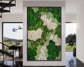 Large Moss Wall Art | Textured Green Biophilic Decor, No Maintenance Plant Panel