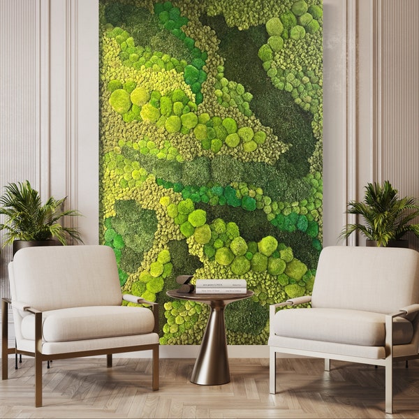 Preserved Moss Wall Art: Green Abstract Home Decor