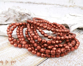 25 Bohemian glass beads czech beads Matte Copper 6 mm