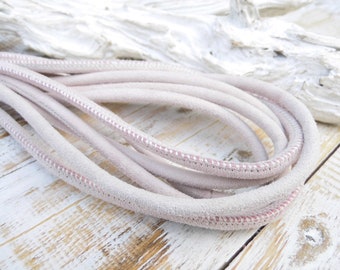 0.2m suede lined leather cord pink 5 mm
