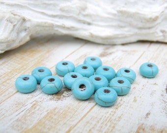 10 Howlith beads roundel turquoise 7 x 4 mm