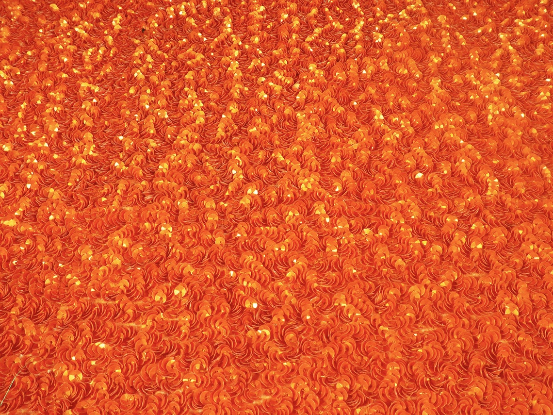 Cipher Silk With Sequins 85 X 108 Cm Orange 100 Silk Remnant Etsy