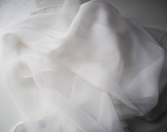 Pack de 12 pañuelos de seda Chiffon 05 blanco 90 x 90 cm seda enrollada a mano para estampar y pintar