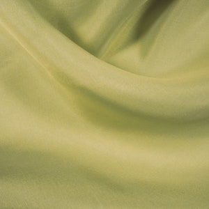 Può includere: Un tessuto liscio di colore verde chiaro con una texture morbida e fluida. Il tessuto è drappeggiato e piegato, creando una sensazione di movimento e fluidità.
