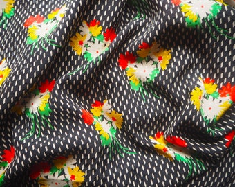 Crepe Jacquard bedruckt schwarz bunt 160 x 140 cm Reststück Seide