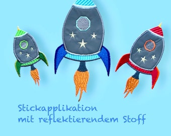 Rakete reflektierend in Wunschfarben(Stickapplikation)