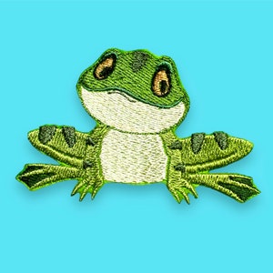 Kikker met waterlelie in verschillende maten (borduurapplicatie)