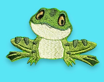 Frog also with water lily in different sizes (embroidered appliqué)