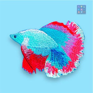 Betta fish, veiltail – elegant embroidery appliqué in 10 or 15 cm – also in desired colors