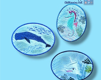 Sea creatures Klettie / Magnet Patch – various designs: whale, shark, seahorse & more – customizable