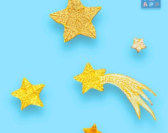 Stars and comet - embroidery applique in desired colors