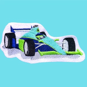 Racing car in your choice of colors (embroidered application)