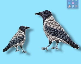 Crow, raven appliqué – lifelike embroidery for creative sewing projects – various sizes