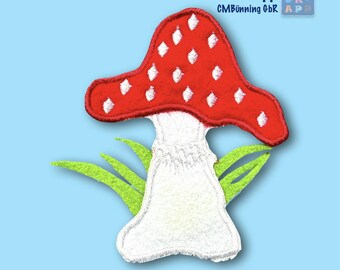 Fly agaric mushroom – embroidered appliqué in your choice of colors – iron-on lucky charm – your choice of colors – 3 sizes – for sewing or ironing on