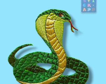 Snake appliqué – detailed cobra – patch or iron-on patch, various sizes, custom colors