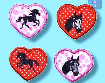 Horse heart appliqué – single or as a pair – various sizes – in your choice of colors – personalized with a name