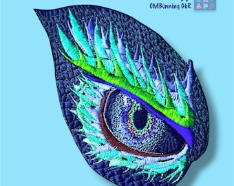 Dragon eye embroidery applique – 3 sizes and custom colors, single or pair of eyes