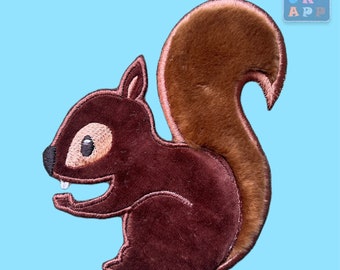 Squirrel with fur tail (embroidery applique)