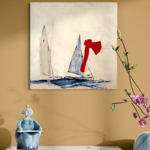 Gemälde Bilder Segelboote Pirat Jolle, Segelboote in Acrylfarben gemalt, Wohninspiration, maritime wanddeko, Geschenk Bild 2