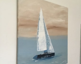 Segelyacht segelbilder, Maritime Malerei, großes Bild, Original handgemalt