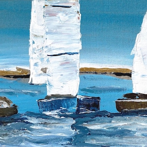 Sailing pictures with sailboats, paintings sailors, canvas picture maritime art, sea, hand-painted original 30 x 20 cm