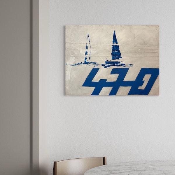 Picture with sailing boats - 470 Jolle - maritime pictures gifts decoration sea - 80 x 60 cm ~ Original hand painted
