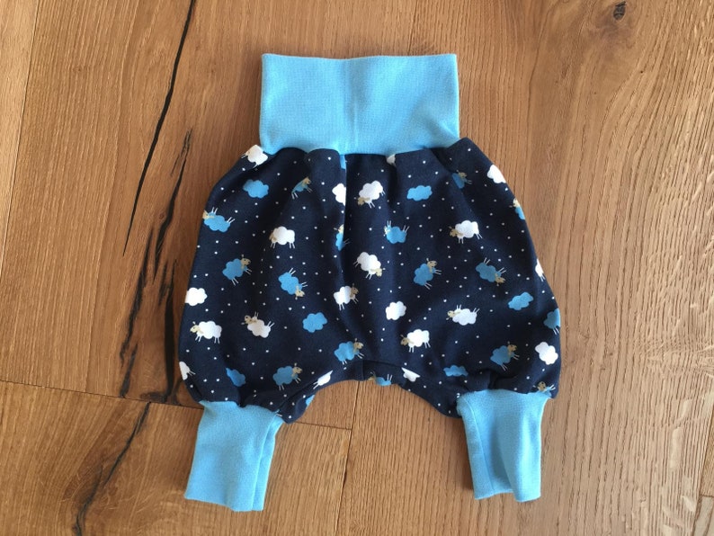 baby clothes handmade baby gift pants baby pants baby girl jersey fabric pants baby boy sheep pattern Blue newborn pants with sheeps