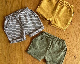 Short en lin, short en lin, pantalon d'été, short d'été, short d'été, short bébé, coton, garçon en lin, fille en lin, pantalon enfant