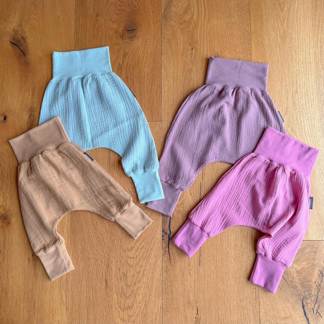 Baby Pants Double Gauze Floral Pattern, Bloomers Baby Girl, Double