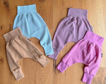 Musselin Pumphose, Musselin, Pumphose Baby, Pumphose Mädchen, Pumphose, Babyhose, Kinderhose, lange Pumphose, handgemachte Kinderkleidung