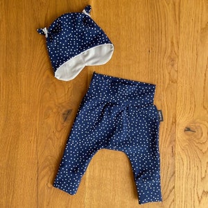 Babyset mit Pumphose und Babymütze aus Jersey, Babyset, Punkte, Babyset für Mädchen, Pumphose, Babymütze, handgemacht