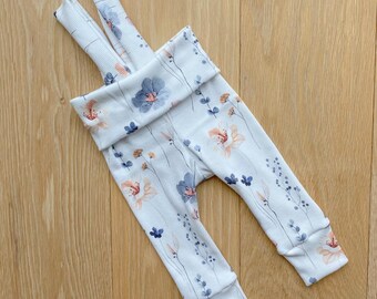 Kinderhose mit Trägern, Kinderhose Rippenjersey, Babyleggings, Mädchenhose, Jungenhose, handgemachte Kinderkleidung, Babyhose, Leggings