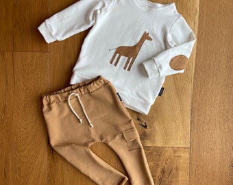 Pullover Baby, Sweatshirt Baby, sweatshirt baby, giraffe sweatshirt, baby boy clothes, pants baby, brown pants, baby pants, baby girl