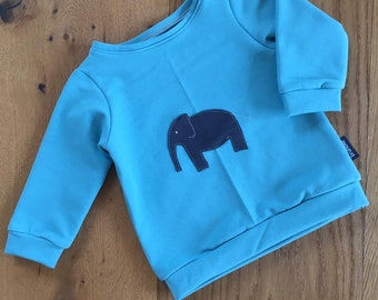 Sweatshirt with elephant patch, baby boy sweatshirt, baby sweatshirt in blue, baby sweatshirt, baby girl sweatshirt, sweatshirt baby