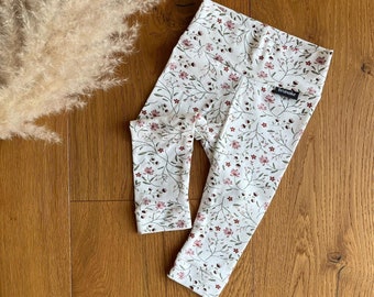 Legging bebé con estampado de flores, legging bebé, legging bebé, pantalón bebé, pantalón bebé, pantalón niña, estampado flores, pantalón niña, flores, regalo