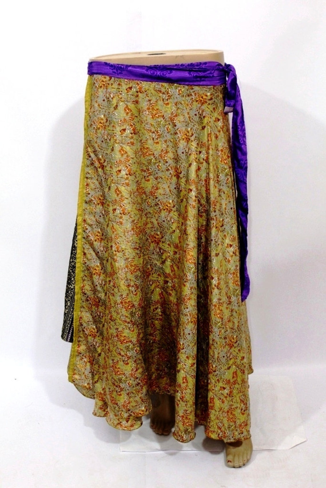 Art Silk Sari Skirt Reversible Handmade Long Magic Wrap Skirt | Etsy
