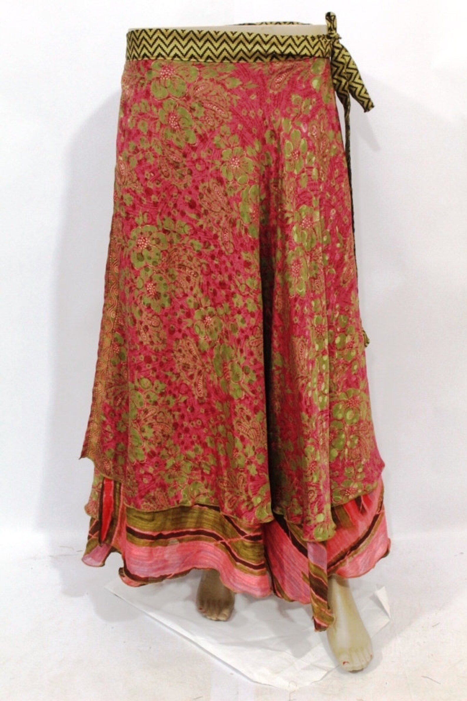 Reversible Long Magic Wrap Skirt Bohemian Two layer Silk Wrap | Etsy