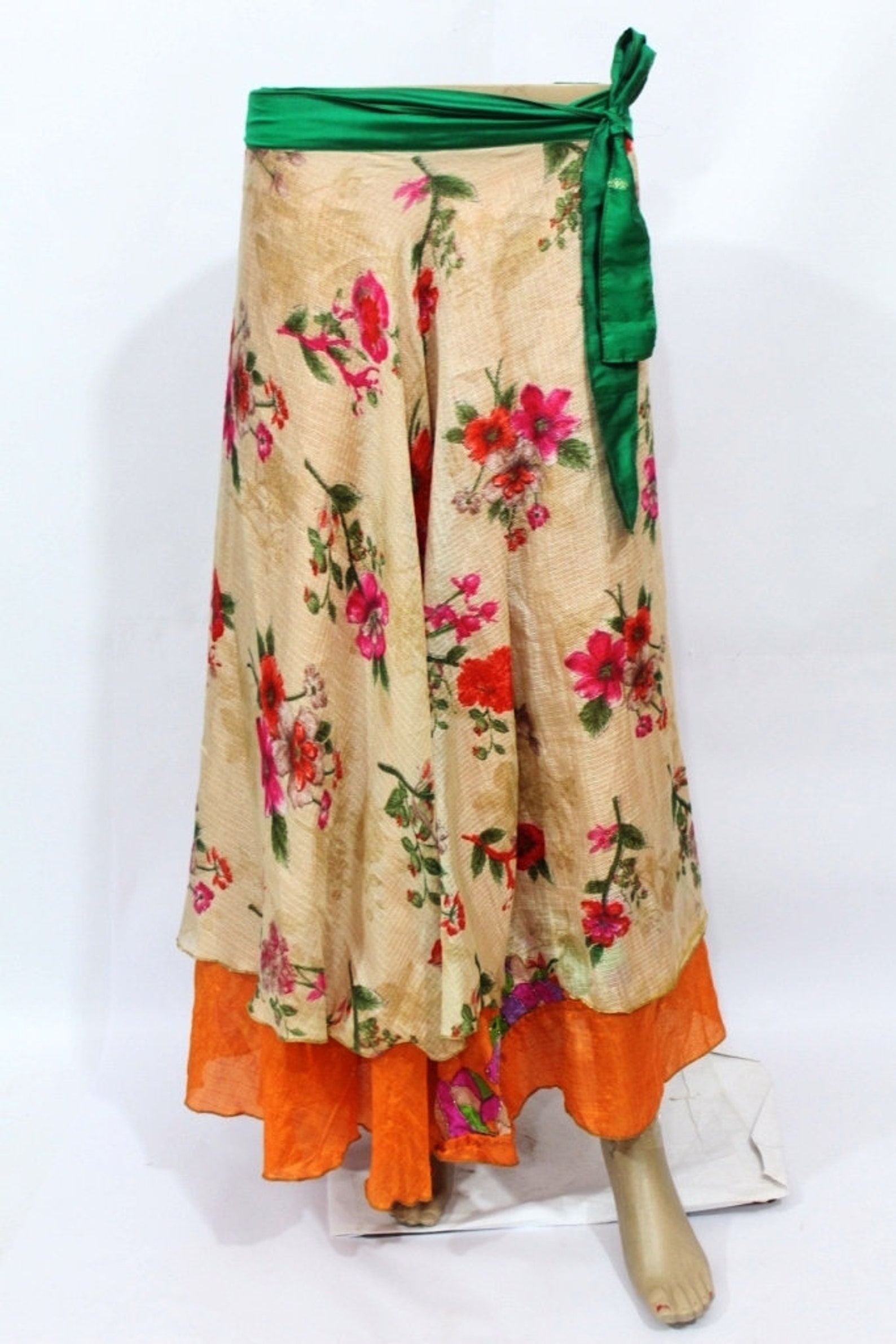 Two layer Silk Wrap Skirt Vintage Magic Wrap Skirt Long Etsy