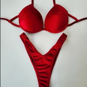 Base fitness bikini, red base suit. Red bikini suit, Posing suit. Competition suit, IFBB. Bodybuilding, Wellness bikini suit