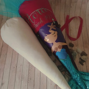 Mermaid school cone Nora in purple, pink glitter and turquoise to match the school bag, 70 cm T-shirt is no longer included in the price image 3