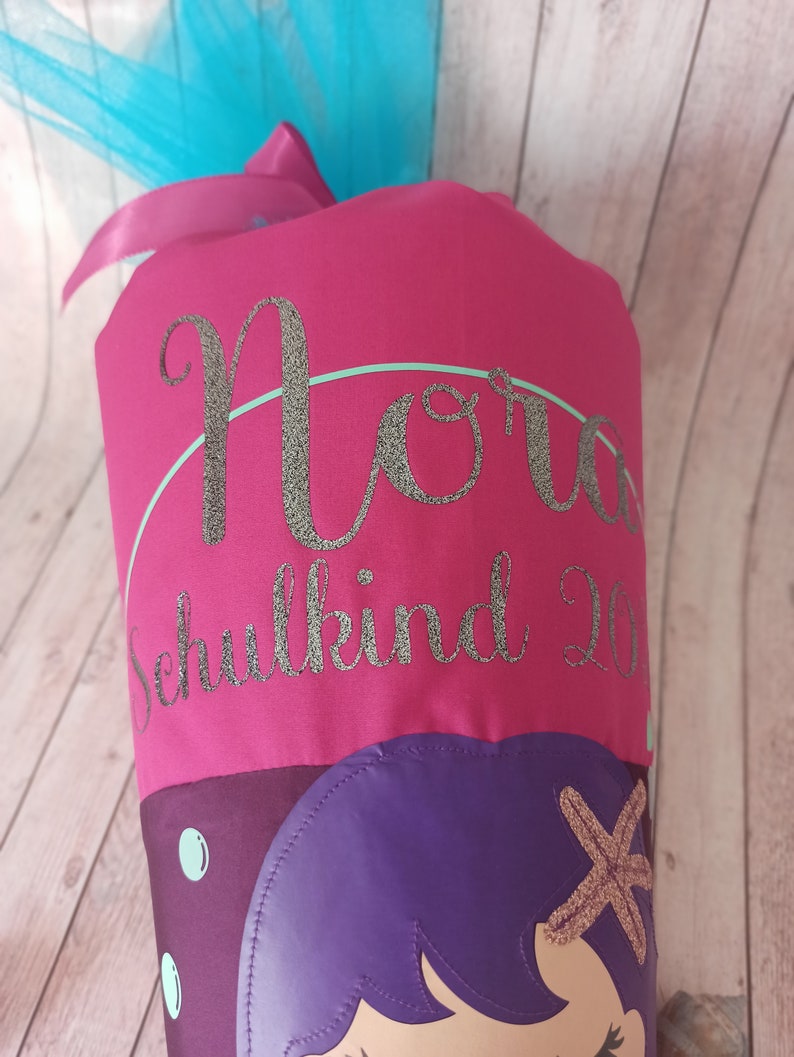 Mermaid school cone Nora in purple, pink glitter and turquoise to match the school bag, 70 cm T-shirt is no longer included in the price image 5