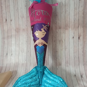 Mermaid school cone Nora in purple, pink glitter and turquoise to match the school bag, 70 cm T-shirt is no longer included in the price image 2