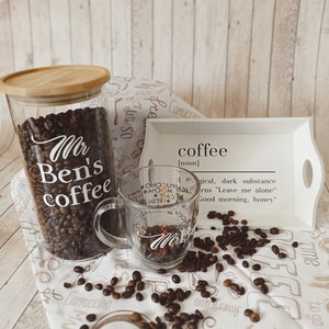 Personalized men&#39;s women&#39;s gift coffee lover with cup, tablet, coffee container perfect for Father&#39;s Day Mother&#39;s Day Birthday Grandma