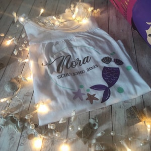 Mermaid school cone Nora in purple, pink glitter and turquoise to match the school bag, 70 cm T-shirt is no longer included in the price image 9