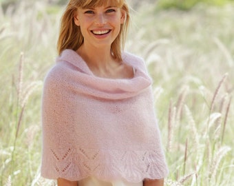 Hand knitted women's poncho in mohair and silk, spring summer shrug, hand made poncho, spring poncho, summer poncho.