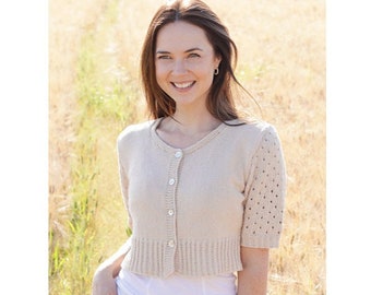 Hand Knitted Cotton Crop Cardigan: Lightweight Bolero Jacket